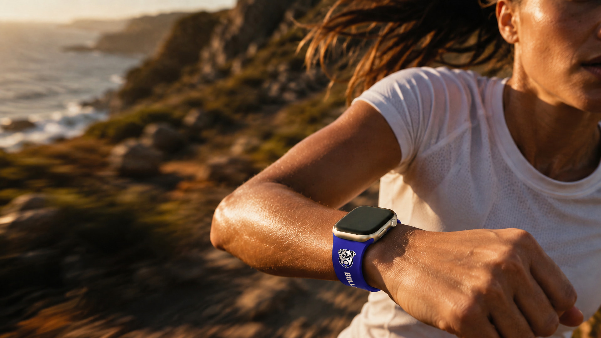 Canterbury Bulldogs Team Watch Band worn while running at sunrise